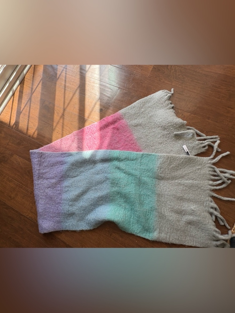 NWOT Talbots colorblock luxe oversized blanket scarf multi color pastel - Picture 3 of 8